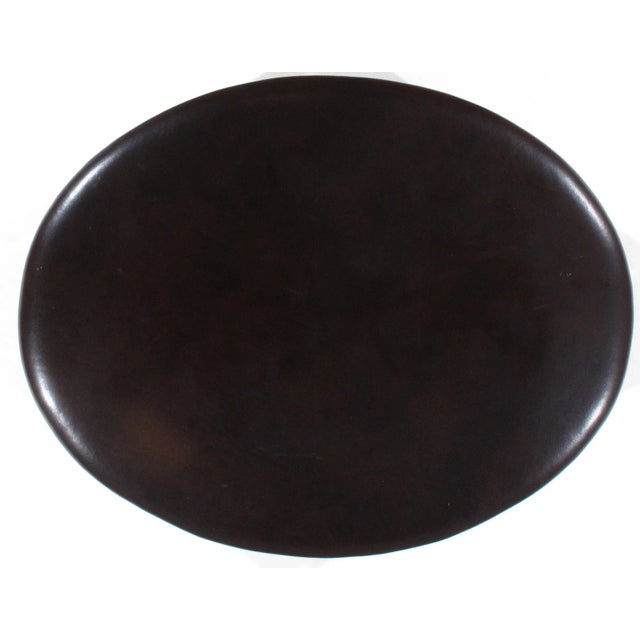 Traditional Pasargad N Y Leasant Street Black Leather Egg Ottoman For Sale - Image 3 of 4
