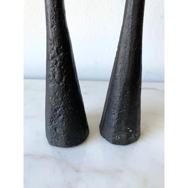Metal Pair of Hand-Forged Iron Candlesticks by Luis Marquez For Sale - Image 7 of 8