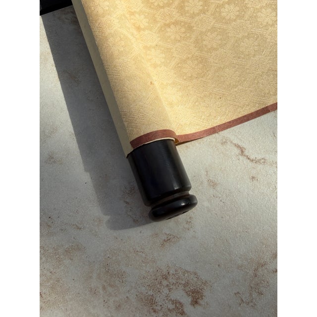Vintage Chinese Landscape Hanging Scroll With Gold Brocade For Sale - Image 9 of 16