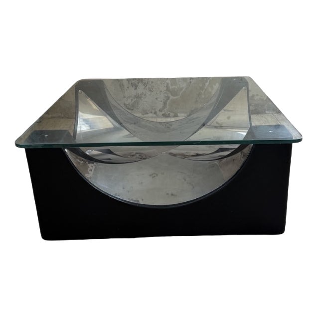 Coffee Table with Molded Base and Chrome, 1970s For Sale