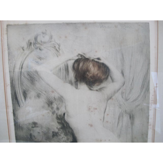 Figurative Manuel Robbe Signed Nu Se Coifant Woman Doing Hair Drypoint Etching Print For Sale - Image 3 of 8