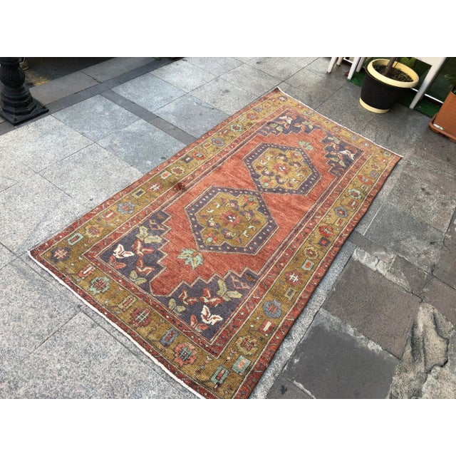 1960s Nomadic Vintage Handmade Rug- 3′8″ × 7′4″ For Sale - Image 5 of 11