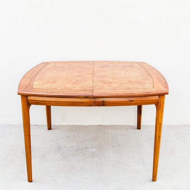 Cal Mode Vintage Mid Century Modern Walnut & Burl Extension Dining Table by Cal Mode For Sale - Image 4 of 15
