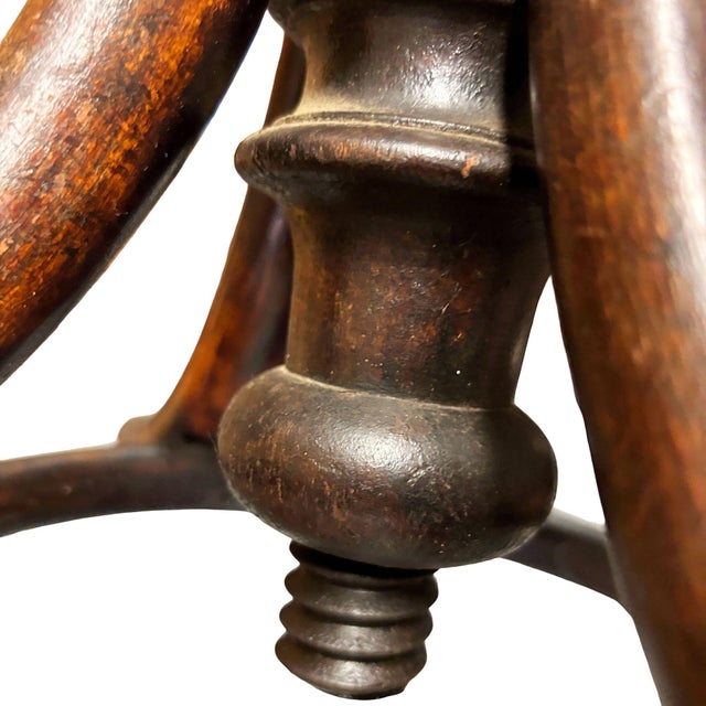 Late 19th Century Victorian Vienna Bent Oak & Cane Low Piano Stool Attributed to Thonet No. 01 For Sale - Image 9 of 9