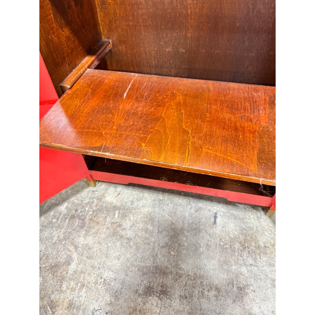 Vintage Chinese Red Chinoiserie Cabinet For Sale - Image 10 of 12