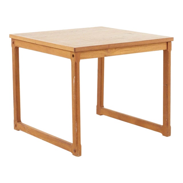 Mid Century Square Teak Side End Table For Sale