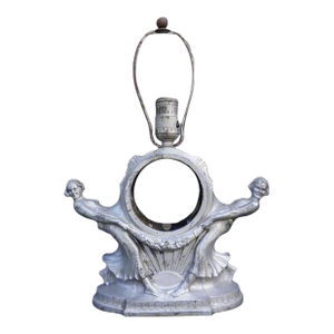 1930s Sculptural Cast Metal Clock and Lamp, Featuring Two Women
