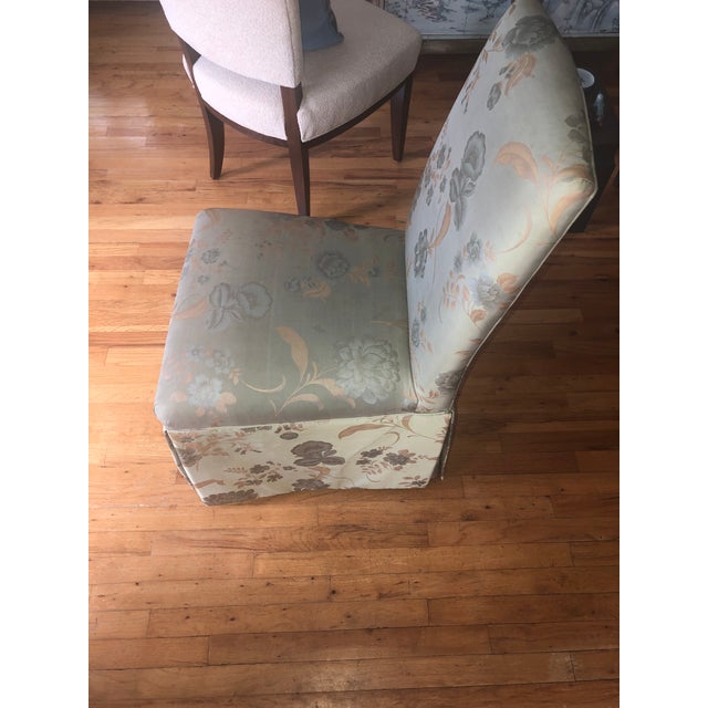 Celadon 2000s Pearson Floral Slipper Chair For Sale - Image 8 of 11