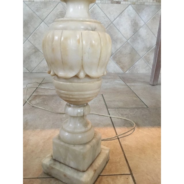 Vintage Alabaster Marble Lamp With 2 Light Bulb Sockets For Sale - Image 4 of 13