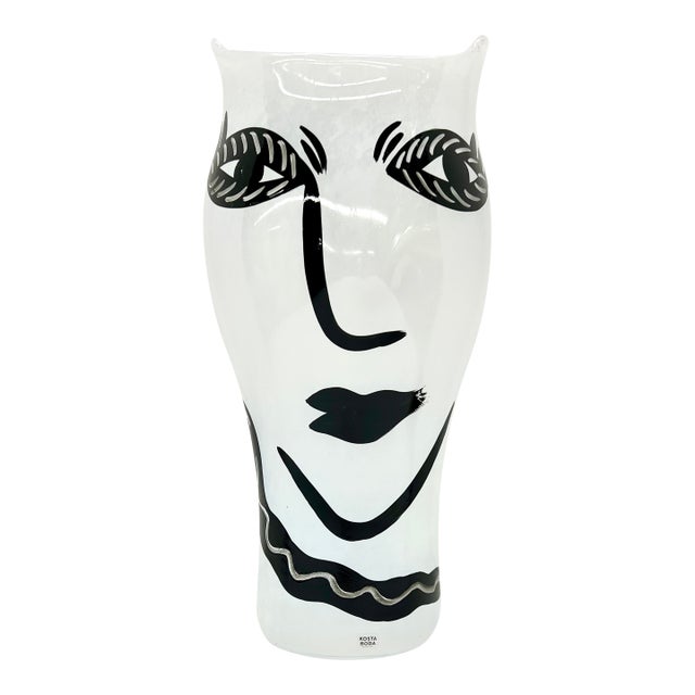Kosta Boda Hand Painted Open Minds Glass Vase Designed by Ulrica Hydman Vallien - Made in Sweden For Sale