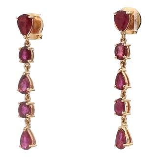 3.03 cts Natural ruby earrings in 14k gold For Sale