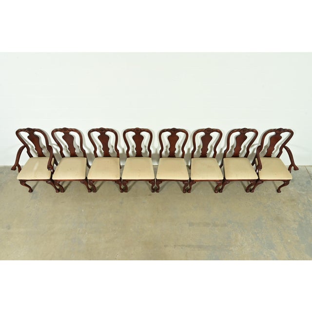 1980s Thomasville Chippendale Carved Cherry Wood Dining Chairs, Set of Eight For Sale - Image 5 of 14