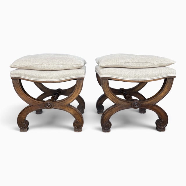 Pair of French Classical Style Benches / Footstools For Sale - Image 4 of 4