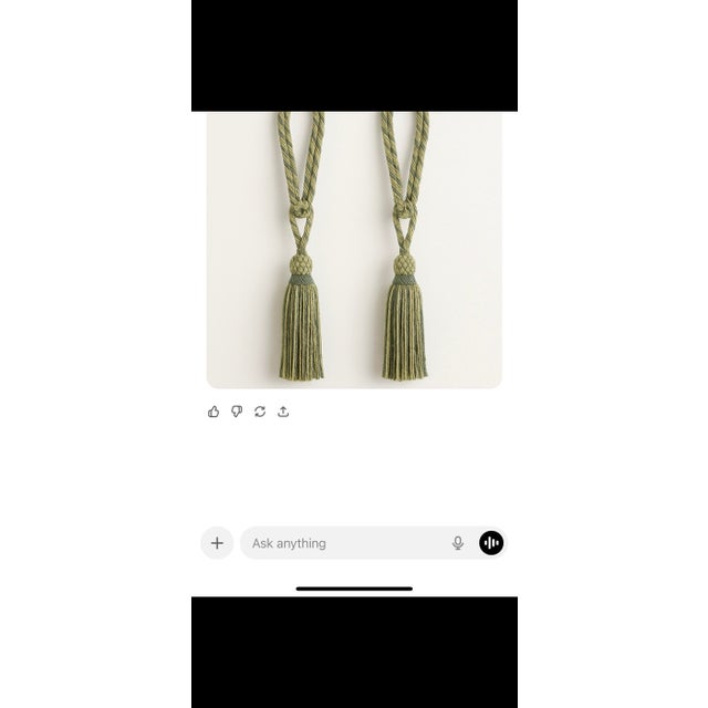 1980s High End Custom Drapery Tassel Tiebacks-Green and Gold-Pair. For Sale - Image 5 of 7