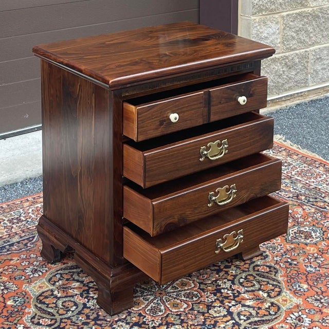 1980s Ethan Allen Antiqued Pine Rustic Traditional 4 Drawer