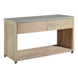 Eclipse Outdoor Solid Teak Wood Natural Look Kitchen Island For Sale