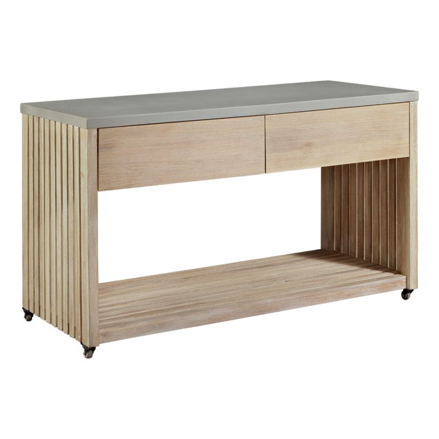 Eclipse Outdoor Solid Teak Wood Natural Look Kitchen Island For Sale