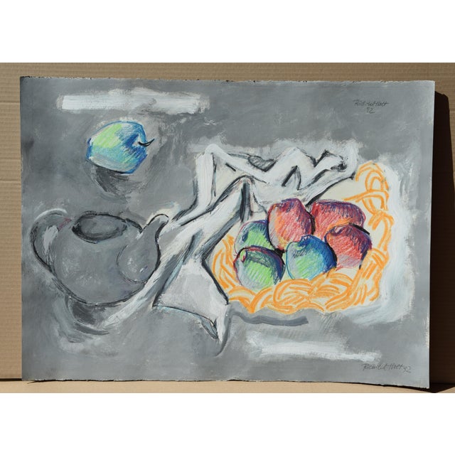 Richild Holt, Still Life with Apples, 1992, Mixed Media For Sale - Image 4 of 13