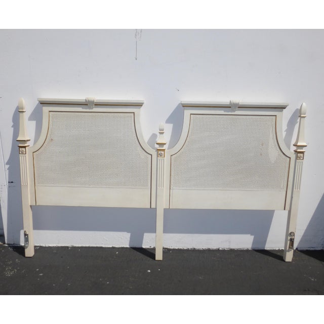 French Provincial White & Gold Cane Headboard Chairish