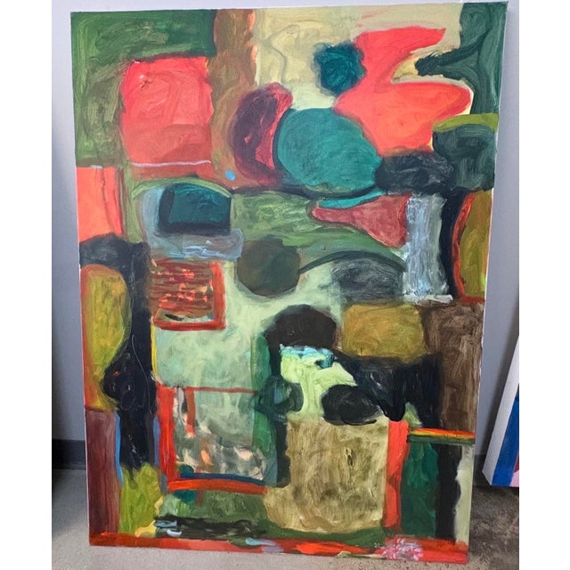 2010s Large Abstract Acrylic Painting by Marjorie Schlossman, Signed, 48” X 36” For Sale - Image 5 of 8