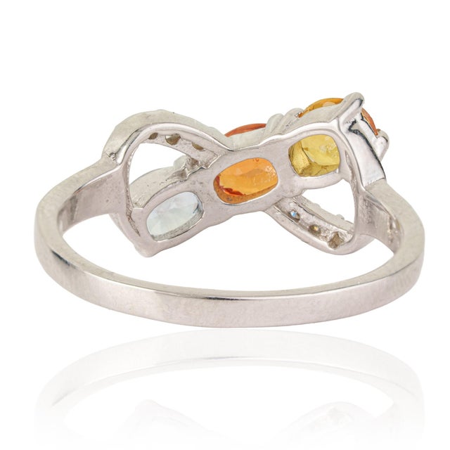 Metal Carat&Her Infinity Bow Promise Ring With Multi Sapphire & Diamond Accents, Size 7 For Sale - Image 7 of 14