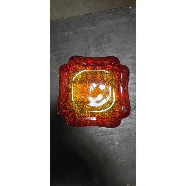 Art Nouveau 1970s Daisy and Buttons Glass Ashtray For Sale - Image 3 of 6