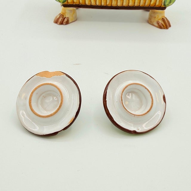 Ceramic 1950s Vintage Cacf Faenza Majolica Italian Ink Well For Sale - Image 7 of 11