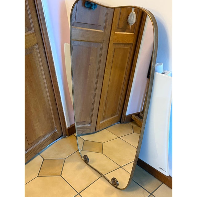 Italian Modernist Gilded Brass Mirror in the style of Gio Ponti, 1960s For Sale - Image 14 of 18