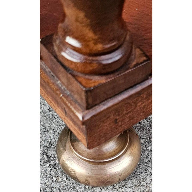 Vintage Campaign Style Leather Top Console Table For Sale - Image 10 of 12