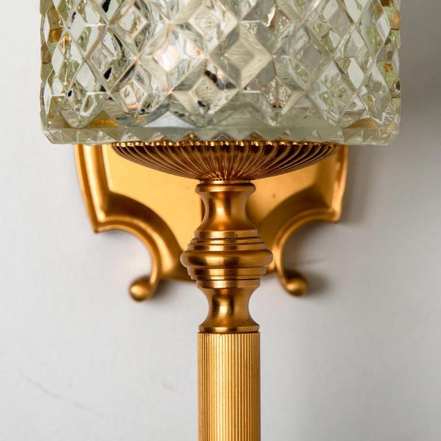 Textured Glass & Brass Wall Light, Germany, 1960s For Sale - Image 10 of 16