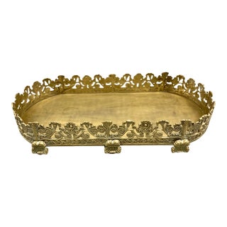 Antique Brass Serving Tray For Sale