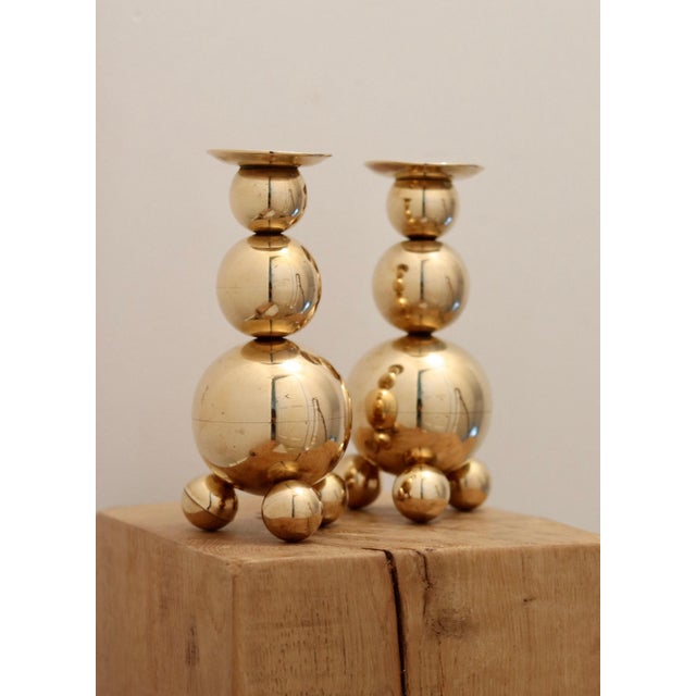 Mid-Century Modern Swedish Brass Candleholders from Gusum, 1982, Set of 2 For Sale - Image 4 of 9