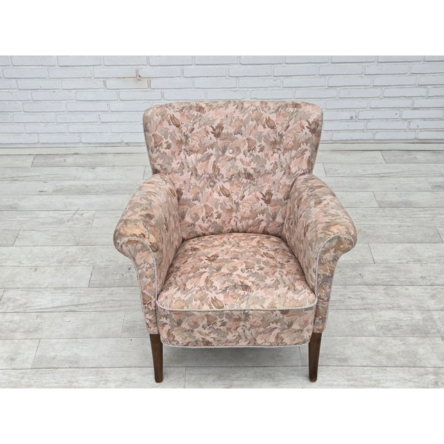 Danish Armchair in Jacquard Fabric, 1960s For Sale - Image 10 of 18