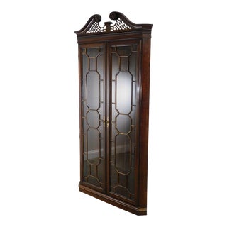 Harden Dark Cherry Chippendale Style Corner Curio Display Cabinet For Sale