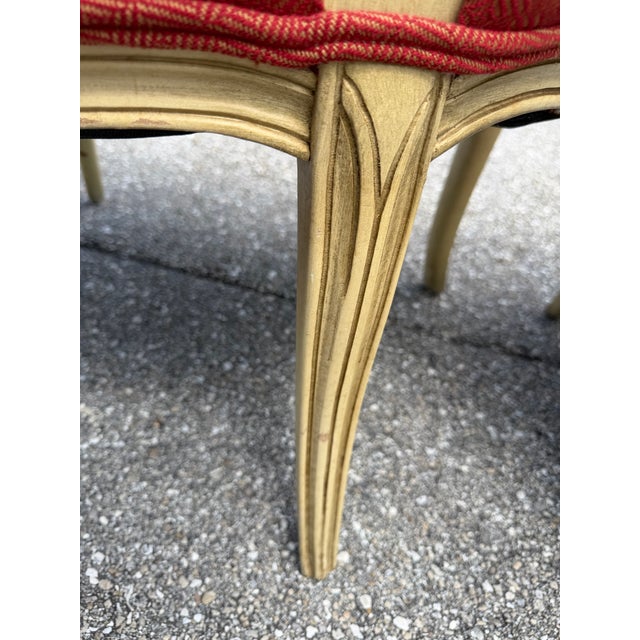 1940s French Provincial Fauteuil Carved Wood Upholstered Chairs For Sale - Image 11 of 17