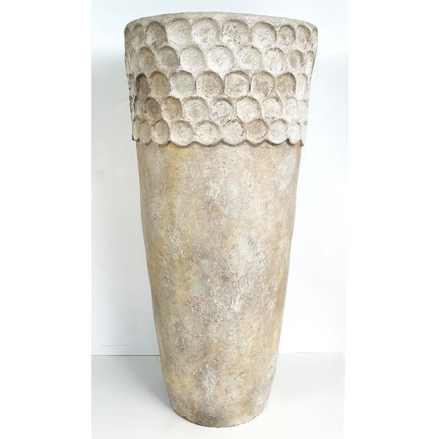 Contemporary Balinese "Kojong Antique" Large White Terracotta Planter For Sale - Image 3 of 8