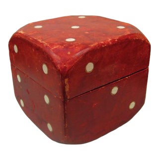 1970s Figurative Giant Lord & Taylor Red Leather Dice Box Container For Sale