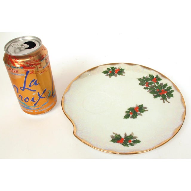 1960 Japan Ucagco Fine Christmas Iridescent Holly Dessert Plate For Sale - Image 4 of 4