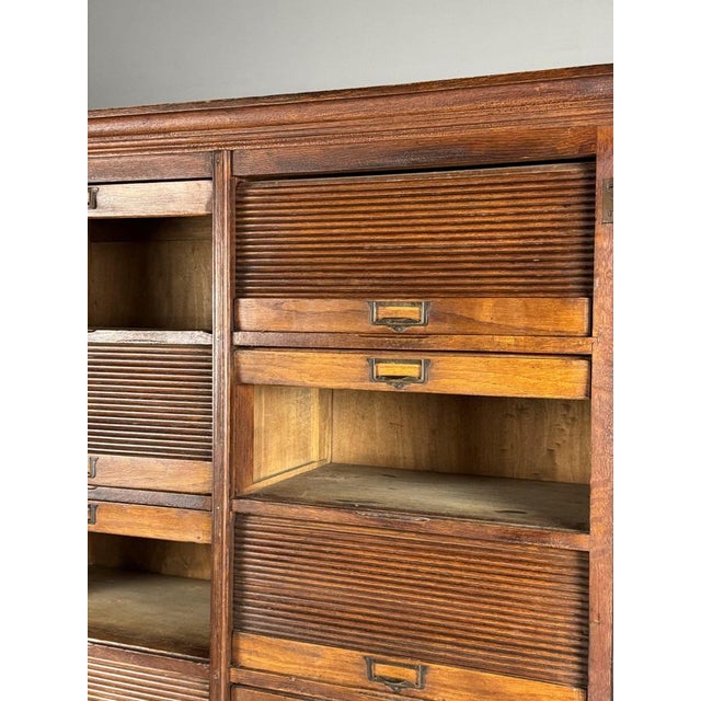 Wood Antique Filing Cabinet with Roller Shutter For Sale - Image 7 of 18