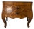 Vintage Italian Burl Olive Wood Parquetry Two-Drawer Miniature Chest With Shell-Form Handles For Sale