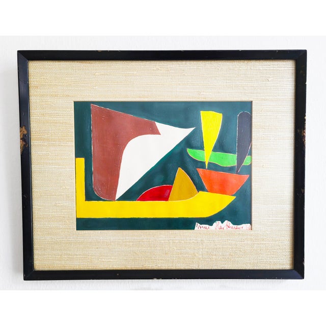 Mid-Century Modern Irene Hartlmayer, Mid-Century Modern Abstract Compositions, 1966, Gouache, Framed, Set of 3 For Sale - Image 3 of 12