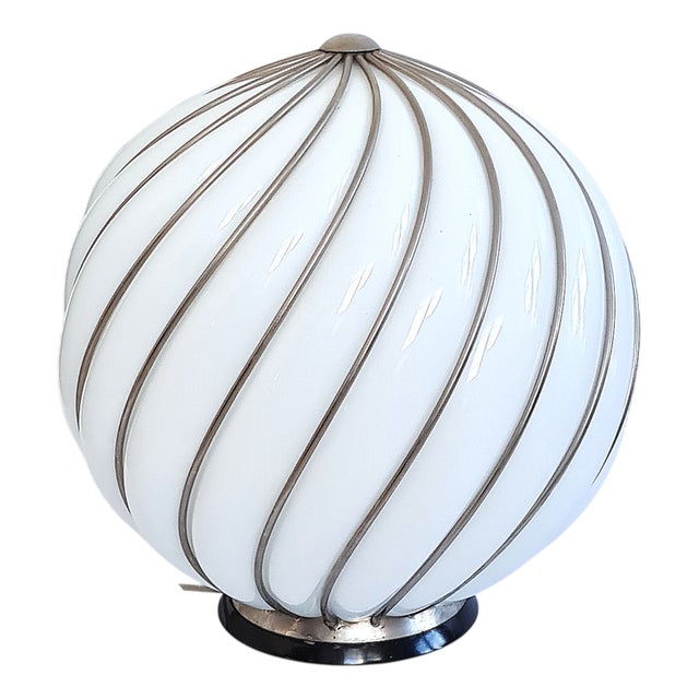 Large Vintage Floor Lamp in Brass and Murano Glass by Adolf Loos, 1970s For Sale