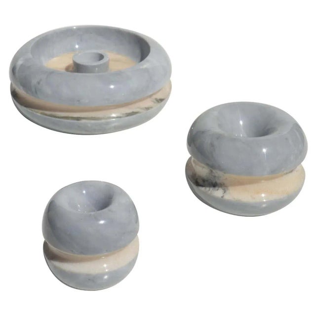 Gray Marble Ashtray Set by Massimo Vignelli for Casigliani, 1970s, Set of 3 For Sale - Image 8 of 8