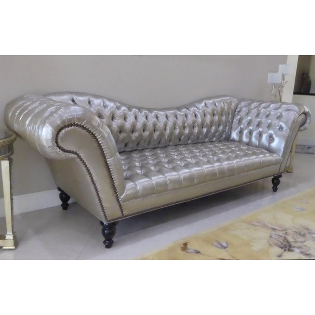 Old Hickory Tannery Hollywood Regency Silver Tufted Silk ...