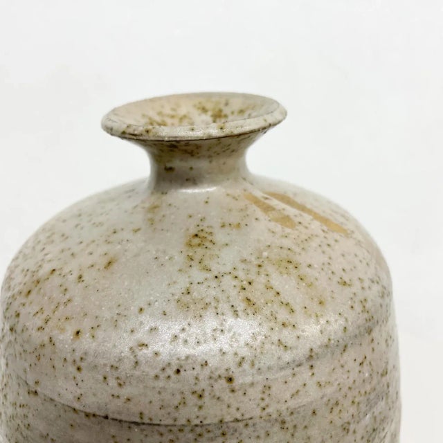1970s 1960s Mid-Century Modern Mottled Earth Speckled Pottery Vase For Sale - Image 5 of 12
