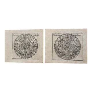 1731 Thomas Celestial Charts of Northern and Southern Hemispheres For Sale