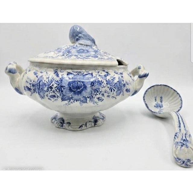 Mid 19th Century "Italy" Blue and White Tureen With Lid and Ladle For Sale - Image 4 of 5