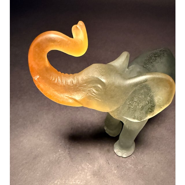 Glass Daum France Pâte De Verre Frosted Glass Elephant Sculpture For Sale - Image 7 of 8
