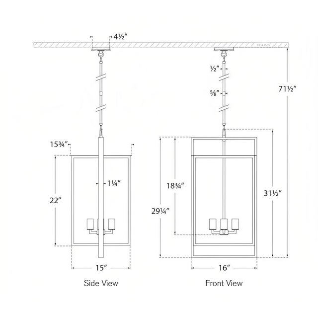 Visual Comfort Ian K. Fowler for Visual Comfort Signature Halle Medium Hanging Lantern in Aged Iron with Clear Glass For Sale - Image 4 of 4