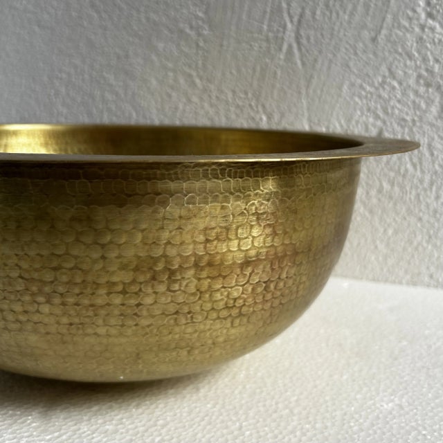 Metal Rustic Moroccan Farmhouse Hammered Brass Sink Bathroom Drop-In Oval Bar Sink With Brass Drain For Sale - Image 7 of 10